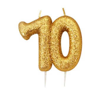 Gold Glitter Moulded Pick Candle 70