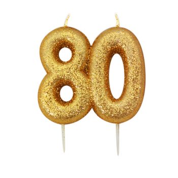 Gold Glitter Moulded Pick Candle 80