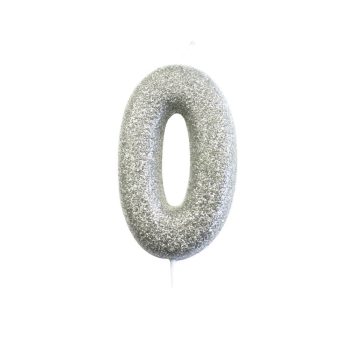Silver Glitter Moulded Pick Candle 0