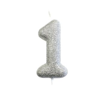 Silver Glitter Moulded Pick Candle 1
