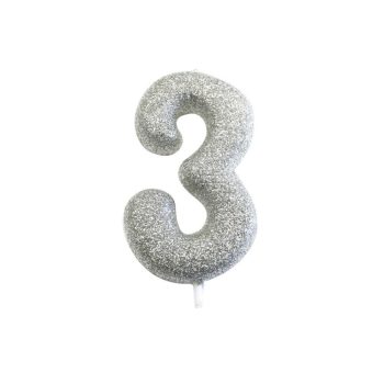 Silver Glitter Moulded Pick Candle 3