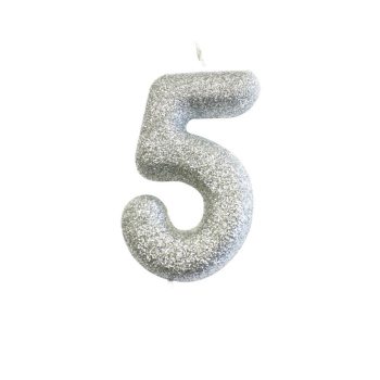 Silver Glitter Moulded Pick Candle 5