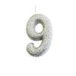 Silver Glitter Moulded Pick Candle 9