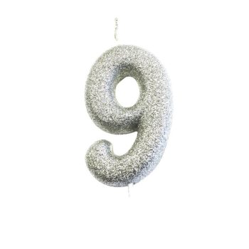 Silver Glitter Moulded Pick Candle 9