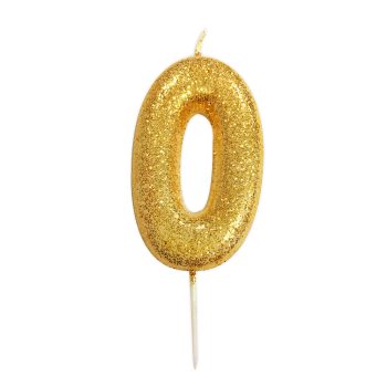 Gold Glitter Moulded Pick Candle 0