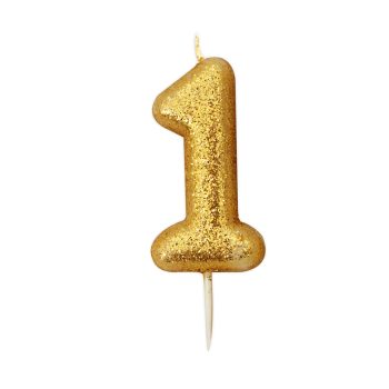 Gold Glitter Moulded Pick Candle 1