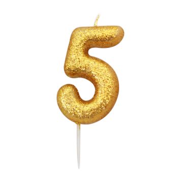 Gold Glitter Moulded Pick Candle 5