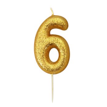 Gold Glitter Moulded Pick Candle 6