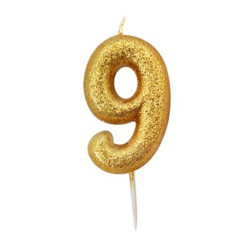 Gold Glitter Moulded Pick Candle 9
