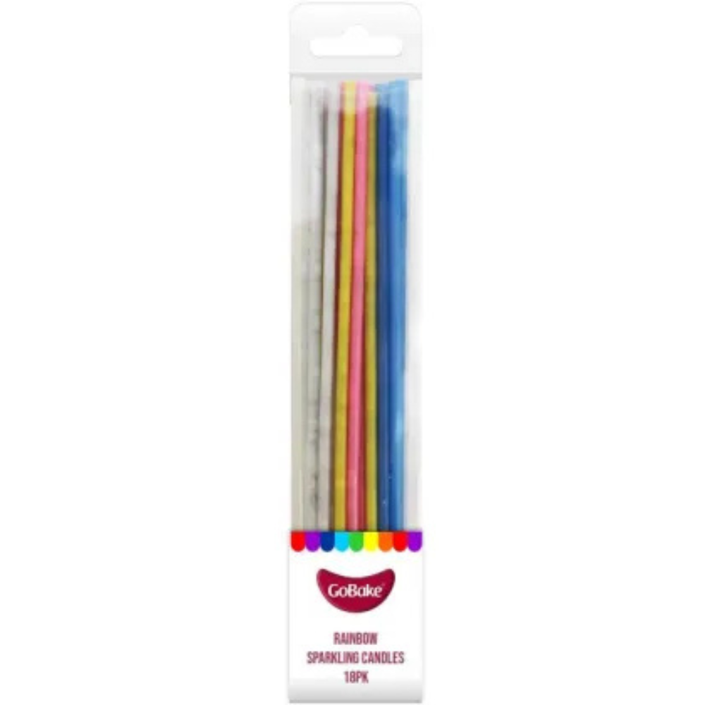 GoBake Rainbow Sparkling Candles Pack of 18