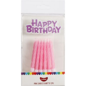 GoBake Pink Happy Birthday Motto Candles