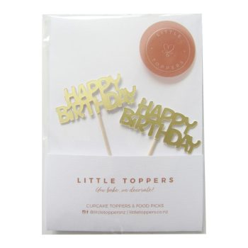 Little Toppers Happy Birthday Gold Matte Mirror Cupcake Topper