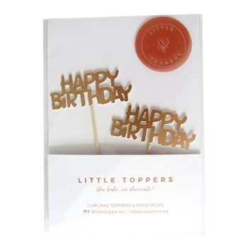 Little Toppers Happy Birthday Rose Gold Matte Mirror Cupcake Topper