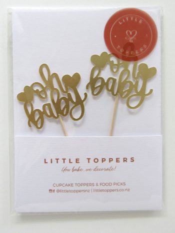Little Toppers Oh Baby Gold Matte Mirror Cupcake Topper