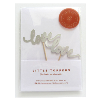 Little Toppers Love Silver Matte Mirror Cupcake Topper