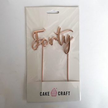 Cake Craft Rose Gold Metal Cake Topper Forty