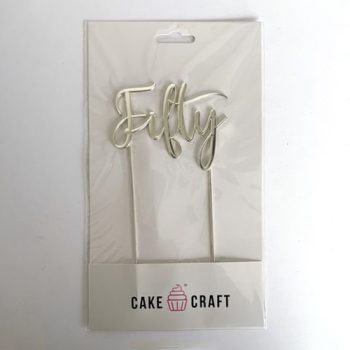 Cake Craft Silver Metal Cake Topper Fifty