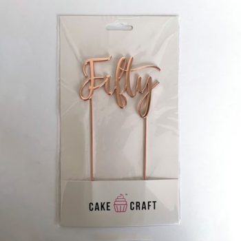 Cake Craft Rose Gold Metal Cake Topper Fifty