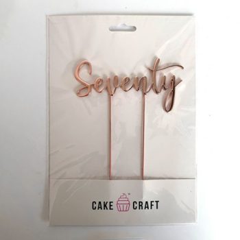 Cake Craft Rose Gold Metal Cake Topper Seventy