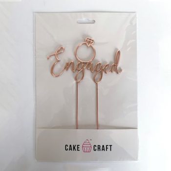 Cake Craft Rose Gold Metal Cake Topper Engaged