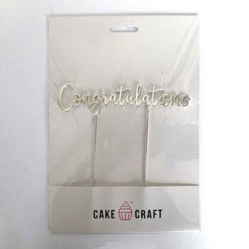 Cake Craft Silver Metal Cake Topper Congratulations