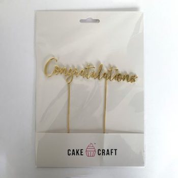 Cake Craft Gold Metal Cake Topper Congratulations