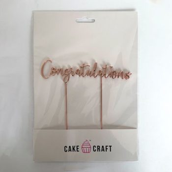 Cake Craft Rose Gold Metal Cake Topper Congratulations