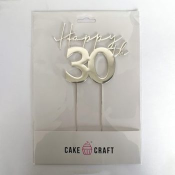 Cake Craft Silver Metal Cake Topper Happy 30th