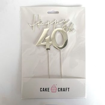 Cake Craft Silver Metal Cake Topper Happy 40th