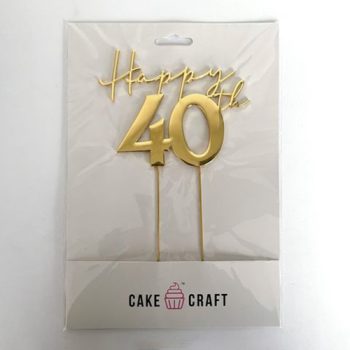 Cake Craft Gold Metal Cake Topper Happy 40th