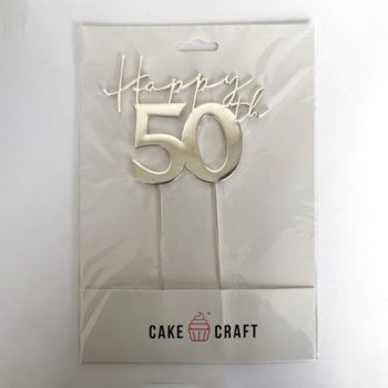 Cake Craft Silver Metal Cake Topper Happy 50th