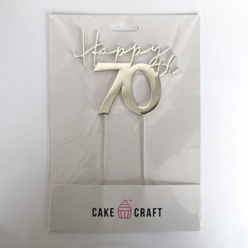 Cake Craft Silver Metal Cake Topper Happy 70th