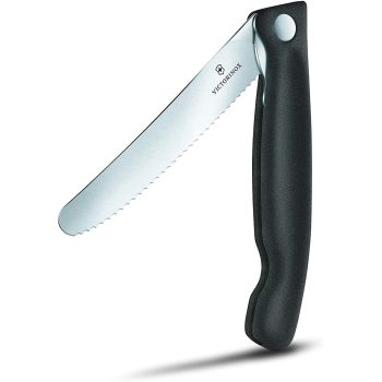 FOLDING PARING KNIFE WAVY BLADE BLACK HANDLE VICTORINOX