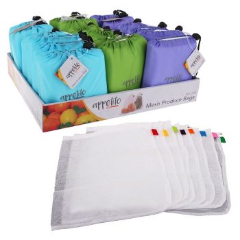 Appetito Mesh Produce Bags Set of 8 with Pouch