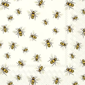 IHR Lunch Napkin Lovely Bees White