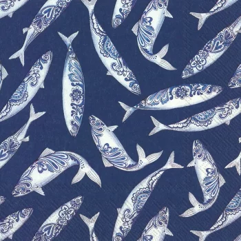 IHR Lunch Napkin Decorative Fish Blue