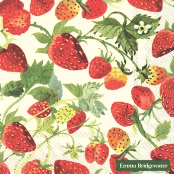 IHR Lunch Napkin Strawberries Cream Emma Bridgewater