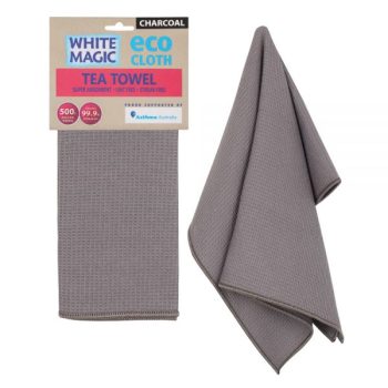 White Magic Microfibre Tea Towel Charcoal