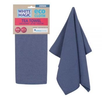 White Magic Microfibre Tea Towel Denim
