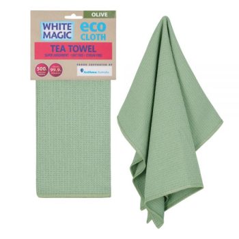 White Magic Microfibre Tea Towel Olive