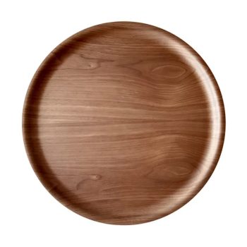 80035CW Atiya Round Wooden Tray Walnut 35cm