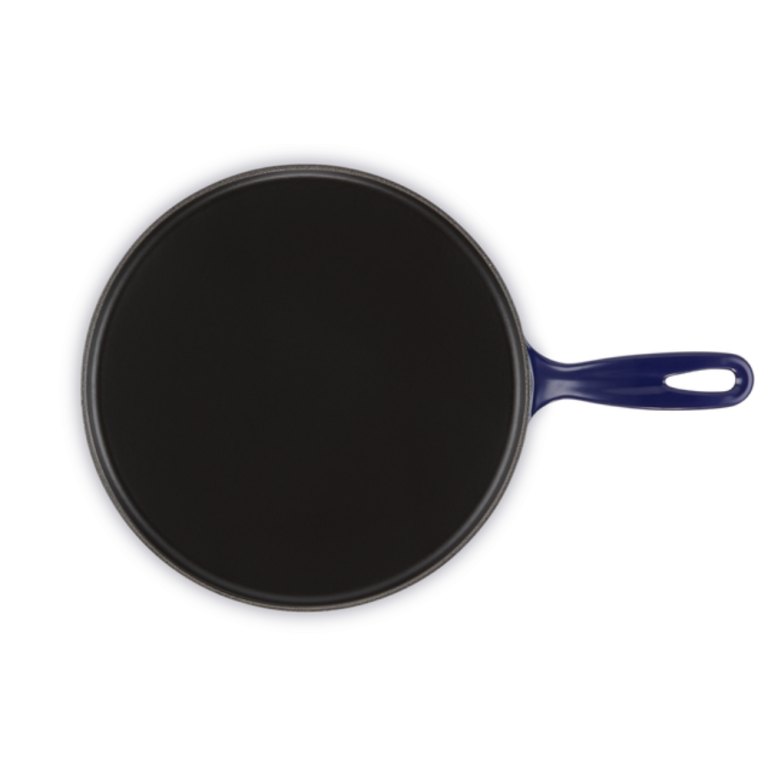 Le Creuset Cast Iron Crepe Pan 27cm Rateau & Spatula Indigo Chef's