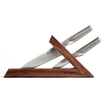 Global Niigata Walnut 3 Piece Knife Block Set