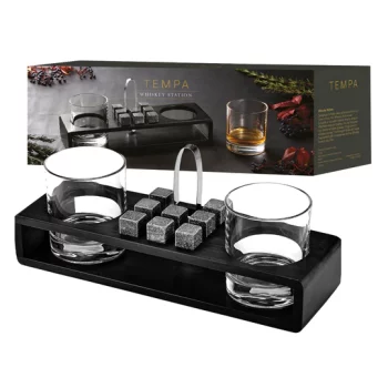 Tempa Atticus Whiskey Station Gift Set 12 Piece Black