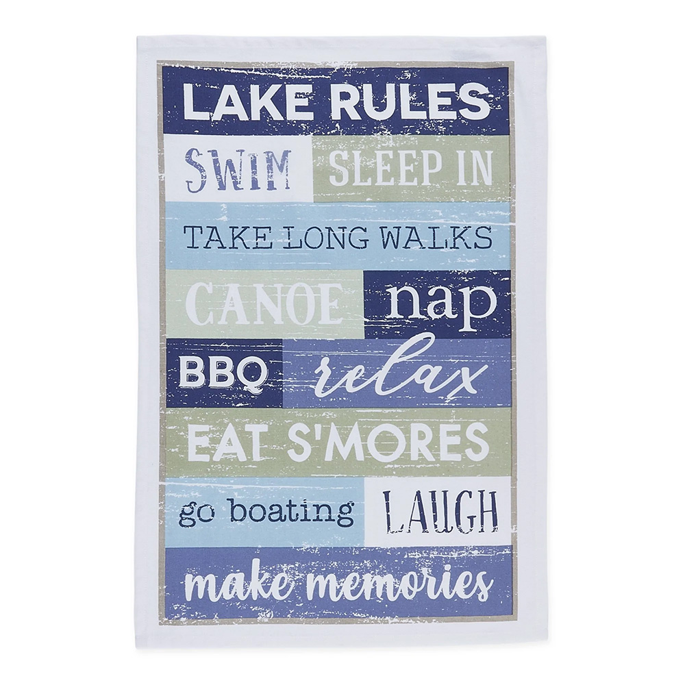 Design Imports Lake Rules Printed Dishtowel