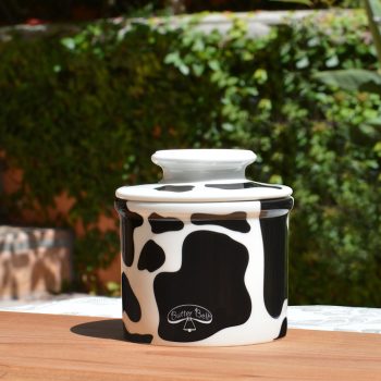 Butter Bell Crock Black & White Cow Pattern