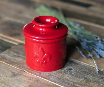 Butter Bell Crock Fleur De Lis Cerise