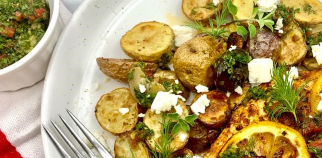 Air Fryer – Greek Garlic Butter Chicken and Potatoes