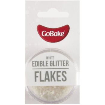 GoBake Edible Glitter Flakes White 2g