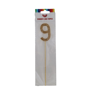 GoBake Diamante Gold Number 9 Cake Topper